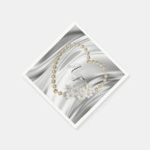 アイボリー、グリーン、ブルー、金ゴールドシルク&パールナプキン スタンダードカクテルナプキン (角)