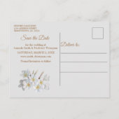 アイボリー、グリーン、ブルー、金ゴールドシルク&パール保存日 案内ポストカード (裏面)