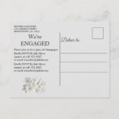 アイボリー、グリーン、ブルー、金ゴールドシルク&パール婚約 インビテーションポストカード (裏面)