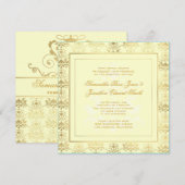 アイボリー＆ゴールドダマスク ウェディング招待状 招待状 (正面/裏面)