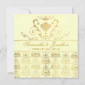アイボリー＆ゴールドダマスク ウェディング招待状 招待状 (裏面)