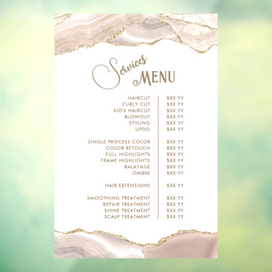 アイボリー ゴールド アゲート サービス メニュー ウィンドウサイン (シート3)