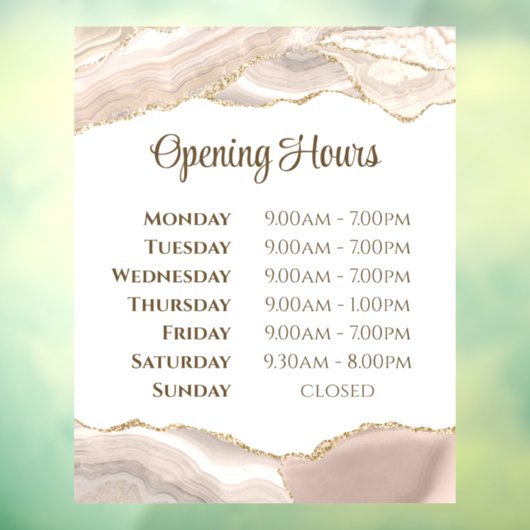 アイボリー ゴールド アゲート 開店時間 窓用フィルム ウィンドウサイン (シート3)