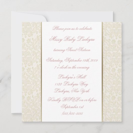 アイボリー＆ゴールド スウィート16 招待状 (正面)