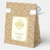 アイボリー ゴールド ダマスク エレガンス イスラーム教 ムスリム ウェディング フェイバーボックス (裏面)