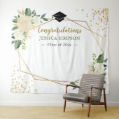 アイボリー ゴールド フラワー モダン フォト グラデーション バックドロップ タペストリー (インサイチュ(横))