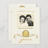 アイボリー＆ゴールド - 50周年パーティー招待状 招待状 (正面/裏面)