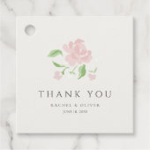 アイボリー | シックなピンクのバラの結婚式のお礼 フェイバータグ (正面)