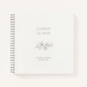 アイボリー | シックなミニマルフローラ ノートブック (正面)