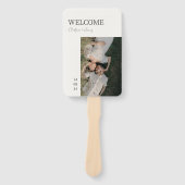 アイボリー | シックモダンフォト結婚式 プログラム ハンドファン (正面)