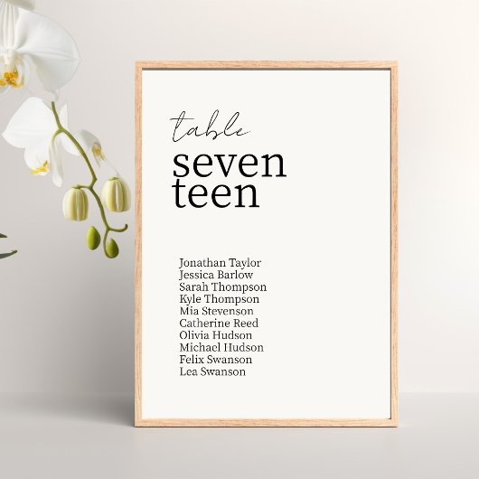 アイボリー | シックモダンミニマ結婚リスト テーブルナンバー