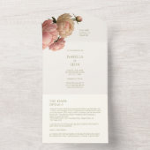 アイボリー | シックモダン赤面バラ結婚ズ オールインワン招待状 (内側)