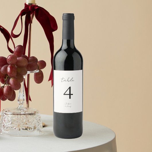 アイボリー | シックB&Wミニマル結婚リスト ワインラベル