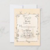 アイボリー シャイニー エレガント スパークリー フレーム 出欠カード (正面)