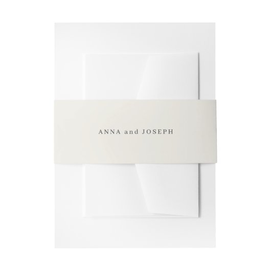 アイボリー |シンプル無地のパーソナライズされた色結婚の 招待状ベリーバンド (正面例)