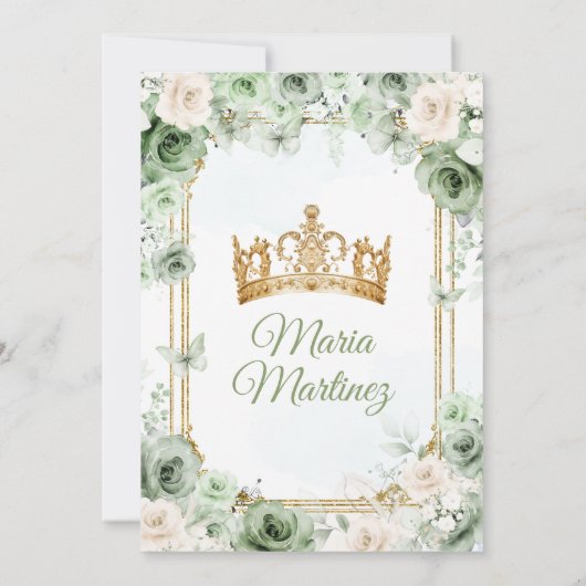 アイボリー&セージグリーンフローラミクリン誕生日 招待状 (裏面)