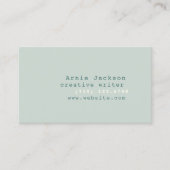 アイボリー&セージ緑タイプライターミニマルフォント 名刺 (正面)