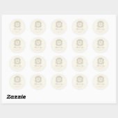アイボリー タウペ モノグラム ウェディング クレスト サンクス ラウンドシール (シート)