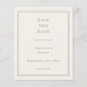 アイボリー タウペ 結婚式 買いやすい Save the Date チラシ (正面)