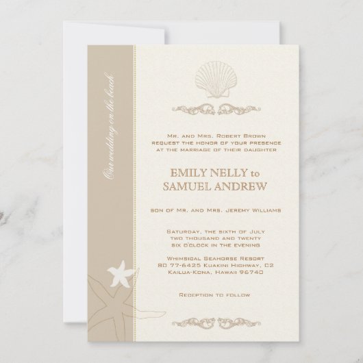 アイボリー&タン結婚ズバイザショア 招待状 (正面)