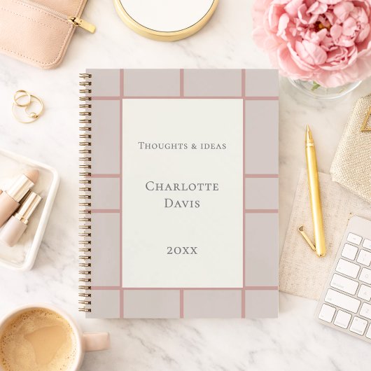 アイボリー ダスティ ローズ タウペ グリッド ビジネス ノートブック