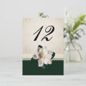 アイボリー ダマスクとガーデニアの結婚式テーブルナンバー 招待状 (スタンド正面)