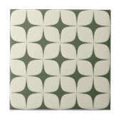アイボリー&ダークグリーンミッドセンチュリーモダンヴィンテージ タイル (正面)