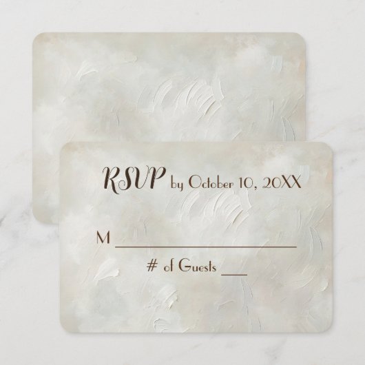 アイボリー テクスチャー 結婚式 出席確認カード 出欠カード (正面/裏面)