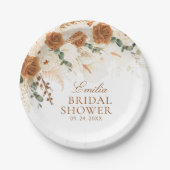 アイボリー テラコッタ カラー リリー ブライダル シャワー ペーパープレート (正面)