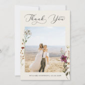 アイボリー デリケート ワイルドフラワーズ フォト ウェディング サンクス サンキューカード (正面)