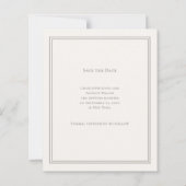 アイボリー・トープのモノグラム付結婚式「Save the Date」カード (裏面)
