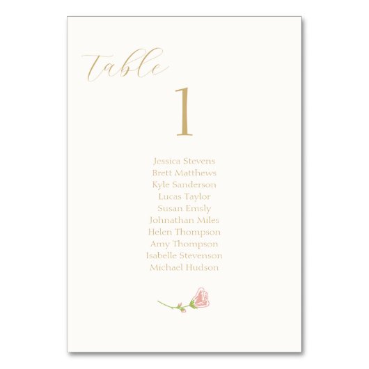 アイボリー | バラ結婚のゲストリストテーブル番号 テーブルナンバー (正面)
