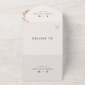 アイボリー パンパス グラス ローズ & エレガント スクリプト ウェディング オールインワン招待状 (外側)