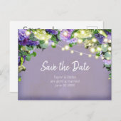 アイボリー&パープルアジサイ |パープル日付を保存 ポストカード (正面/裏面)