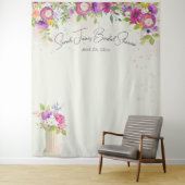 アイボリー&ピンクフローラブライダルフォトブース背景 タペストリー (インサイチュ)