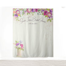 アイボリー&ピンクフローラブライダルフォトブース背景