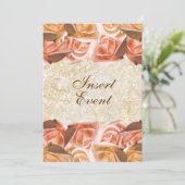 アイボリー ピンク オレンジ ローズ 誕生日 結婚式 招待状 (スタンド正面)