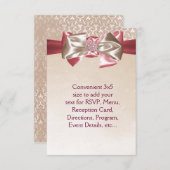 アイボリー ピンク ダマスク RSVP 招待状 (正面/裏面)