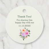 アイボリー ピンク ライラック ローズ 花のブライダル シャワー フェイバータグ (裏面)