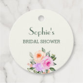アイボリー ピンク ライラック ローズ 花のブライダル シャワー フェイバータグ (正面)