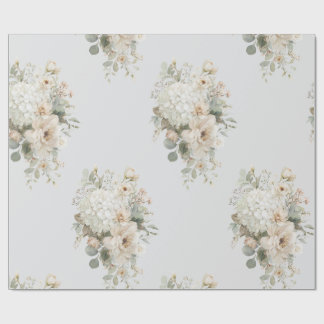 アイボリー フラワーアレンジメント ステッカー – エレガントな花 ラッピングペーパー