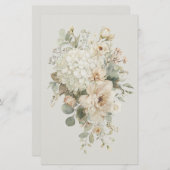 アイボリー フラワーアレンジメント ステッカー – エレガントな花 便箋 (正面/裏面)
