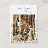 アイボリー フラワーズ スクロール カトリック ウェディング 祈祷カード プレイスカード (正面)