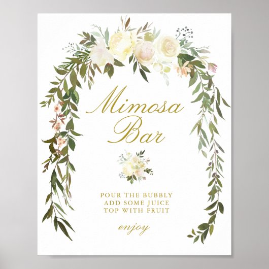 アイボリー フラワーブライダルシャワー ミモザ バー サイン (正面)