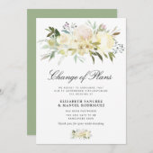 アイボリー フラワー 延期 ウェディングカード 招待状 (正面/裏面)