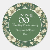 アイボリー フローラルとエメラルドの結婚記念日 ラウンドシール (正面)