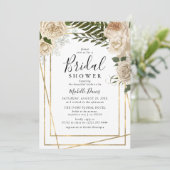 アイボリー フローラル ブーケ エレガント ブライズシャワー 招待状 (スタンド正面)
