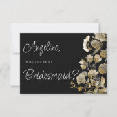 アイボリー ブラウン ブラック ワイルドフラワー 冬のブライズメイド 招待状 (正面)