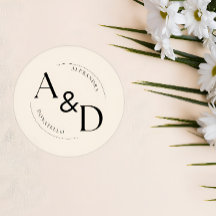 アイボリー ブラック ミニマリスト モノグラム ウェディング