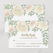 アイボリー ブラッシュ カモミール フローラル ウェディング RSVP カード (正面/裏面)